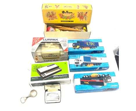 Boxed vintage Pelham puppet - SS Clown, Lurpak butter dish in original box, boxed Stylophone, Ronson vintage lighter, Corgi b