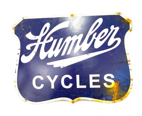 Humber cycles metal enamel sign measures approx 17 inches tall 17.5 wide 