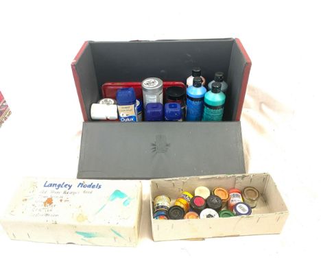 Large selection of assorted paints includes, enamel, Acrylic etc. 