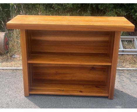 Teak two shelf bookcase measures approx 31.5 tall, 45 inches wide and 16 inches depth 