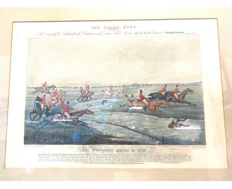 Framed hunting scene print "The Quorn `hunt" Plate VII frame measures approx 32 inches wide 25 inches tall 