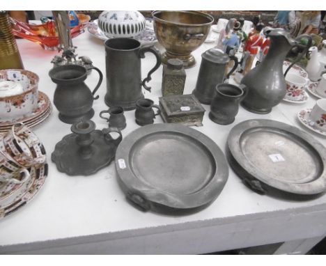 QTY OF 19TH CENTURY PEWTER INC. A TEA CADDY
