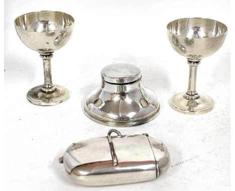 Mixed lot to include Victorian silver plated combined vesta case, sovereign case, stamp holder, tooth pick and pencil, stampe