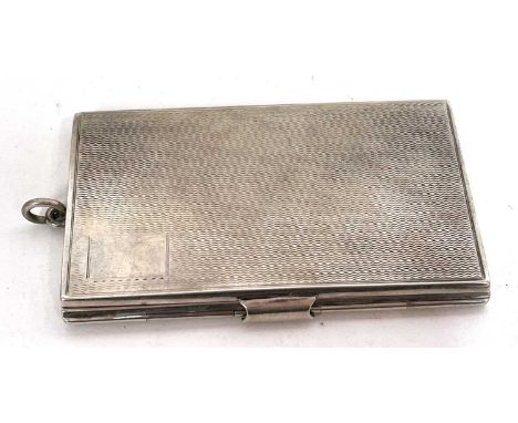 A George V double folding card case, all over engine turned decoration, hallmarked Chester 1926, 9.5 x 6cm