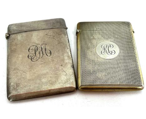Mixed Lot: A George V small card case with all over engine turned decoration, monogrammed, Birmingham 1912, makers mark for E