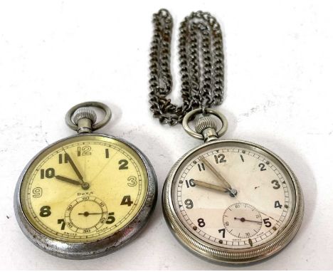 A lot of two military pocket watches, both feature GSTP and the military arrow head on the outside of the case back, one is m