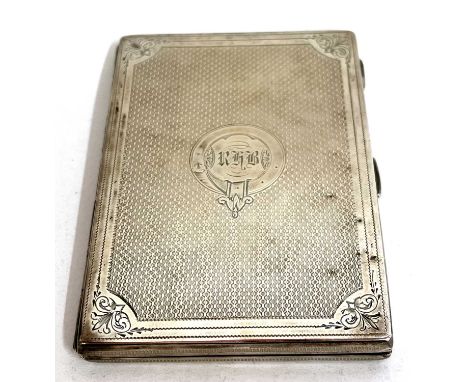 A Victorian card case with bright cut engine turned decoration around a monogram, fitted interior, Birmingham 1869, makers ma
