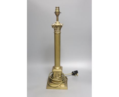   A brass Corinthian column table lamp base, height 47cm exc. light fitting