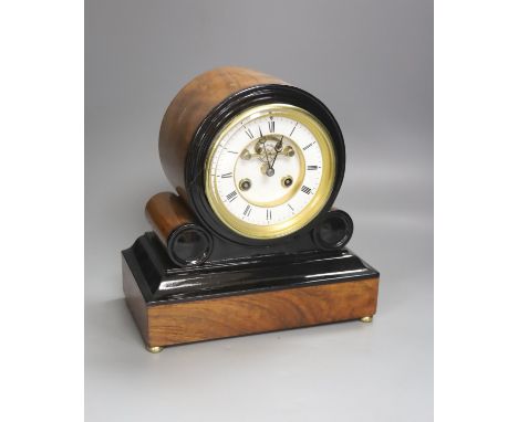   A Victorian mahogany mantel clock, height 25cm