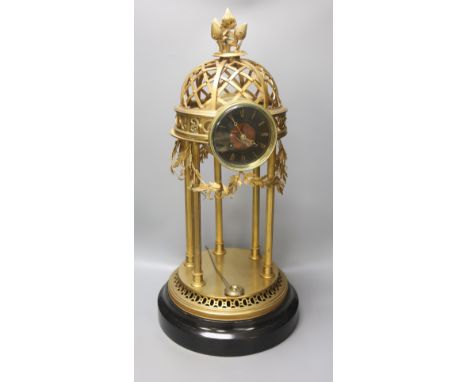   A large gilt metal Portico mantel clock, with slate and rouge marble dial, height 61cm