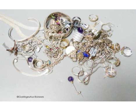  Mixed group of mainly silver or 925 jewellery including, bangle, necklaces, rings etc.