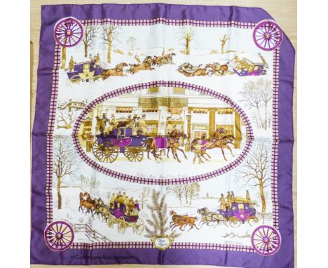   Four silk scarves including Hermes and Burberry