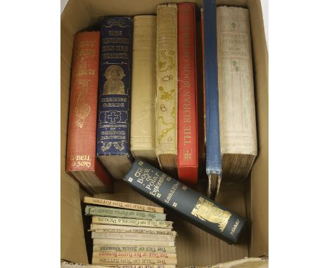 °  An assortment of books including Tanglewood Tales.