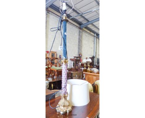   A 19th century ormolu and Bohemian glass standard lamp, height 112cm