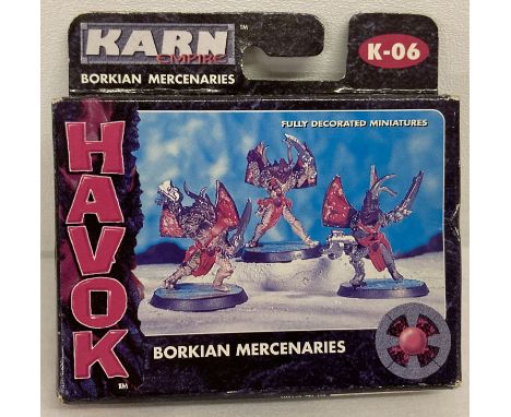 1996 Bluebird Toys Karn Empire Havok Borkian Mercenaries, in unopened original box.  Fully decorated miniature figures. 