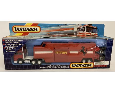 A boxed Matchbox Superkings K-116 Ferrari Racing Car Transporter.  In Original Packaging. 