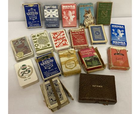 A collection of vintage playing cards, mostly boxed.  To include: a sealed pack of 1974 Castrol 75th anniversary cards, a box