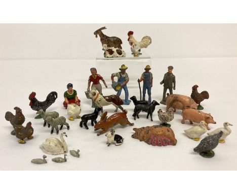 A collection of vintage lead farm animals and figures to include Britains and Cherilea.  