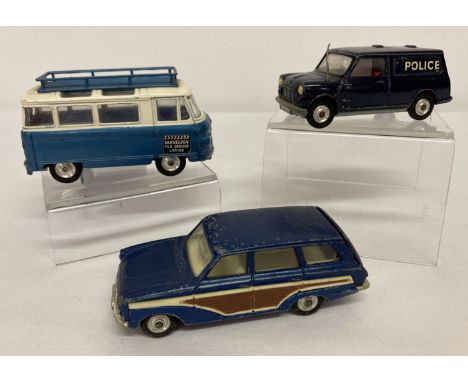 3 1960's Corgi Toys diecast vehicles in very good play worn condition.   Comprising: #440 Ford Consul Cortina Super Estate ca