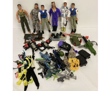 A collection of 1990's Action man figures, accessories, and clothes.  Together with a Ultra Corps figure by Lannard. Action m