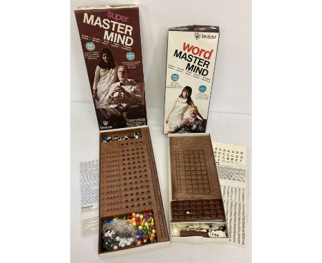 Vintage 1975 Super Mastermind game from Invicta, complete with coloured pegs and Instructions.  Together with boxed 1975 Word