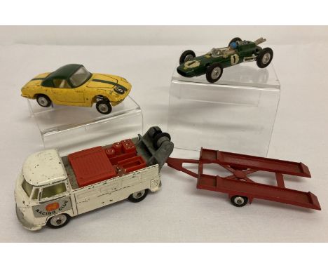 1960's Corgi Toys diecast Lotus racing cars, breakdown truck and trailer from #37 Lotus Racing Set.   Comprising: #319 Lotus 