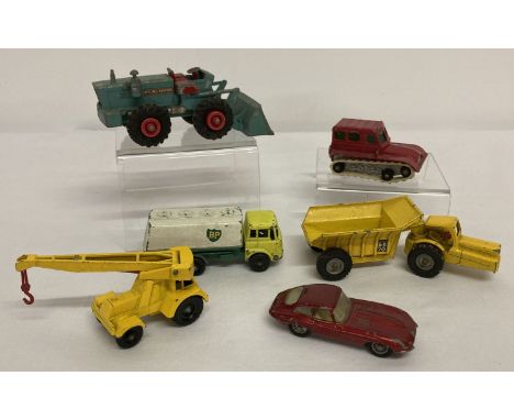 A small collection of Matchbox Lesney vintage diecast toys to include 3 construction vehicles.  Comprising: Snow-Trac with or