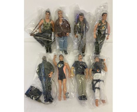 8 assorted Action Man figures complete with outfits and accessories.  