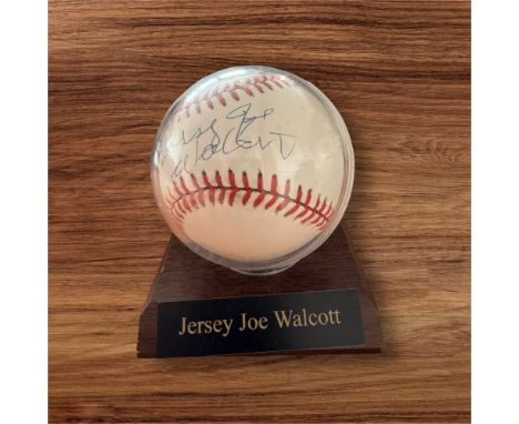 Jersey Joe Walcott signed Baseball with Display case. jersey Joe Walcott, was an American professional boxer who competed fro