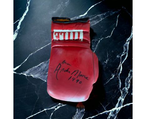 Archie Moore signed red Title vintage boxing glove. Archie Moore (born Archibald Lee Wright; December 13, 1913 - December 9, 