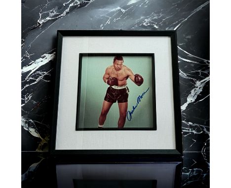 Archie Moore signed 13x13 inch overall framed and mounted colour photo. Archie Moore (born Archibald Lee Wright; December 13,