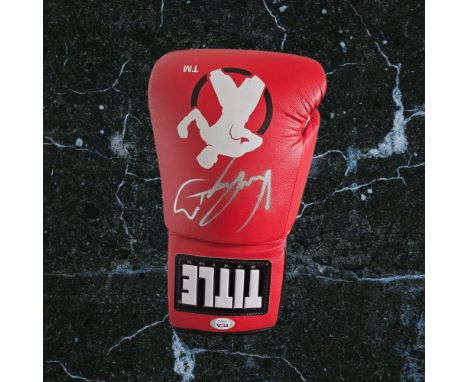 Ryan Garcia signed red Title boxing glove. Ryan Garcia (born August 8, 1998) is an American professional boxer. He held the W