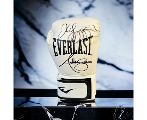Oleksandr Usyk and Anthony Joshua signed white Everlast 12oz boxing glove. Ukrainian professional boxer. He has held multiple