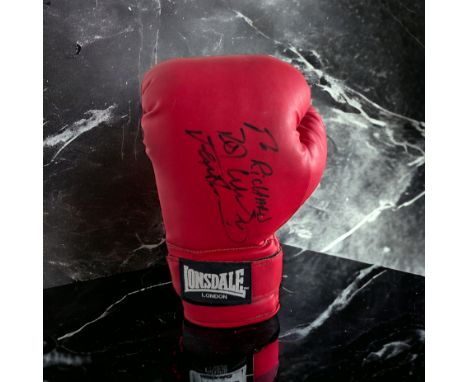Frank Bruno signed red Lonsdale boxing glove. Franklin Roy Bruno, MBE (born 16 November 1961) is a British former professiona
