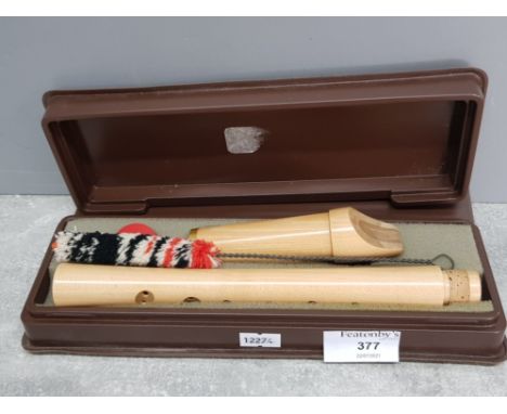 A Moeck two piece barock recorder in fitted case.