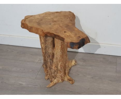 Rustic tree root solid driftwood lamp table