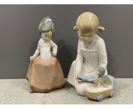 2 Nao by Lladro figures including play time. In good condition