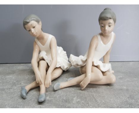 2 Nao by Lladro ballerina figures, both sitting down