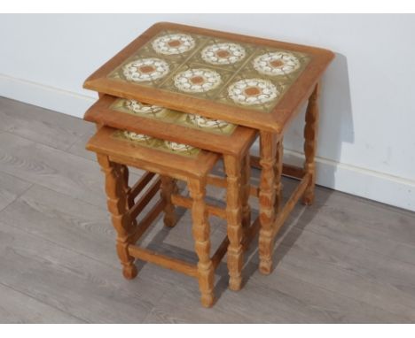 Nest of 3 Danish tile topped tables