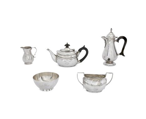 A group of silver tea waresVarious dates and makersEarly 20th century The group comprising: a matched three piece coffee set 