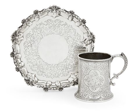 A Victorian silver christening cupRobert Hennell IIILondon, 1865With floral and scroll chased cylindrical body to a slightly 