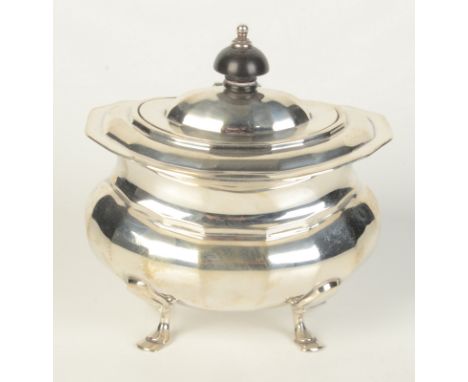 A fluted silver tea caddy of oval vase shape by Charles Boyton & Son Ltd, London 1923, 7.2oz.