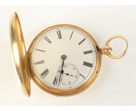 An 18ct gold cased engine turned key wind full hunter pocket watch.