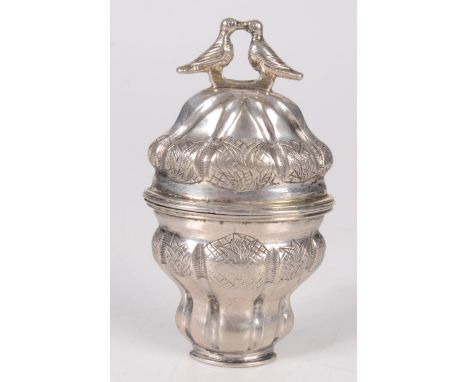 A Scandinavian Hovedvandsaeg silver box with twin bird finial. Condition report: Hinge good, clips shut nicely.  No hallmarks