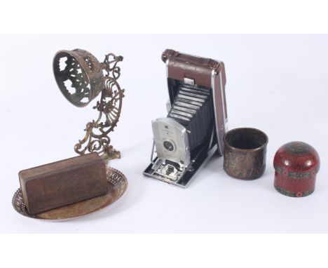 A Polaroid Land Camera Model 95A and miscellaneous items.