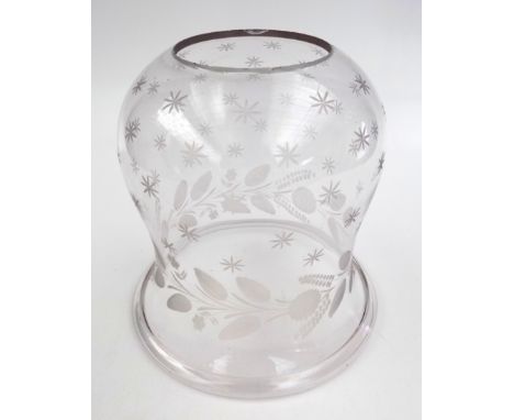 A glass oil lamp shade, height 22.2cm, diameter of base 10cm.