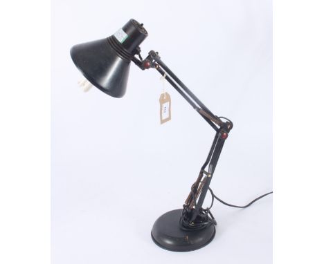 A black anglepoise lamp, height 60cm, diameter 16cm.
