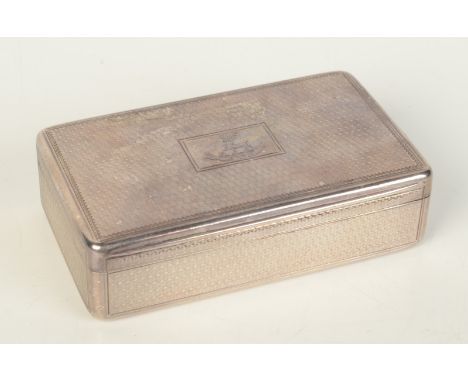 A Victorian engine turned snuff box by William Smiley, London 1875, the gilt interior has the inscription 'In Memory of J.B. 