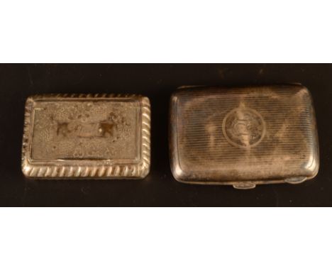 A Georgian silver snuff box by Samuel Pemberton, Birmingham 1816, together with a silver cigarette case. 