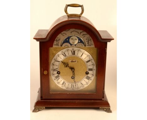 A German bracket clock with triple train movement and lunar arch, the dial signed Hernle.